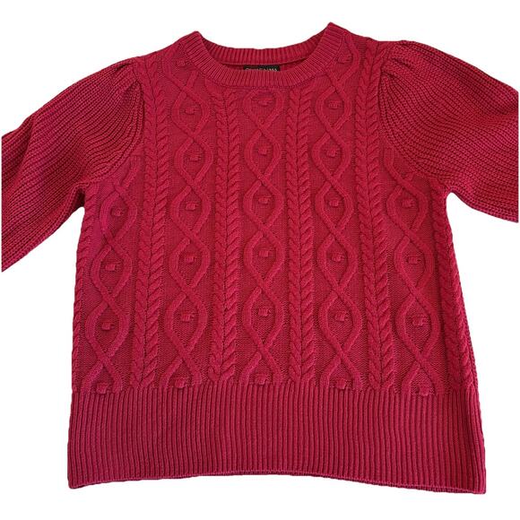 Women's Design 365 Pink Crew Neck Puff Sleeve Sweater Size Large Acrylic - Picture 4 of 13